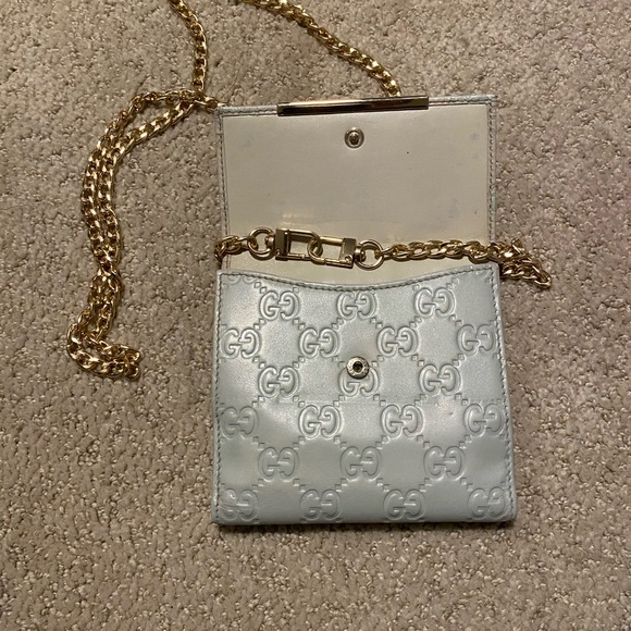 Gucci Guccissima logo square wallet on chain gold grey - Picture 8 of 8